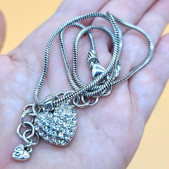 Brighton "SACRED HEART" Reversible Swarovski Crystal & Line Etch Detail Pendant! - Picture 14 of 14